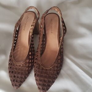 Women's Brown Woven Slingback Heels